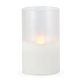 thumbnail image 1 of LED 3.5"D X 6"H Hand-Poured Wax Candle In Frosted Glass. Next Gen LED Flame Patented Technology w/ Adjustable Brightness Control. 2 C Batteries (Not Included). Multi Timer Function, 4, 6 & 8 hour., 1 of 3