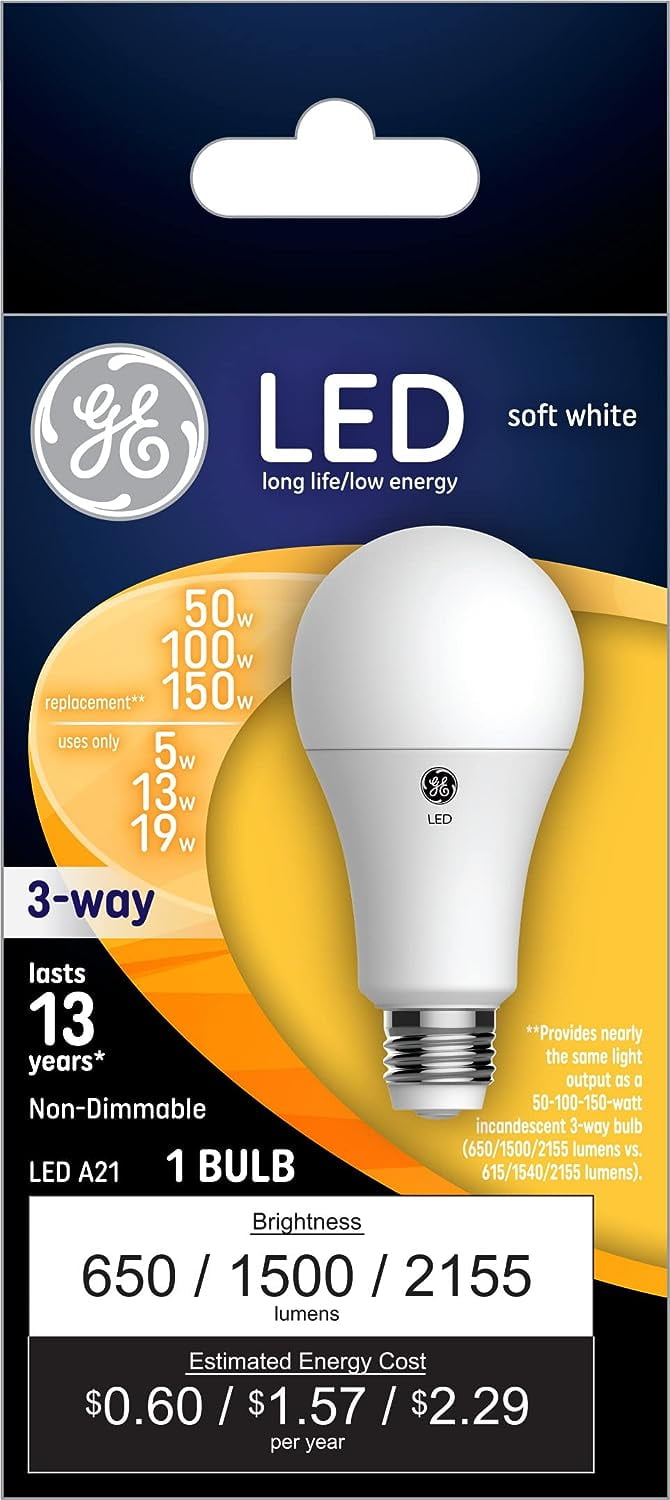LED 3-Way Light Bulb, Soft White, A19 Medium Base, 5/12/17 Watt