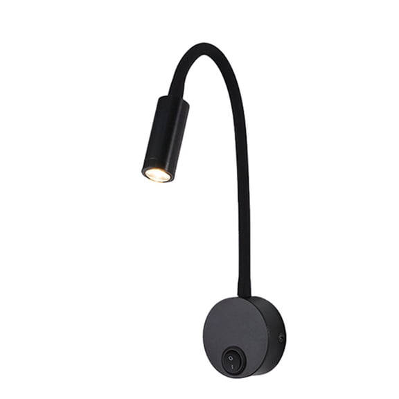LED 3W Warm White 3000K Gooseneck Wall Lamp AC85-265V Wiring Type Bedside Lamp with Rotating Adjustable Spotlight A