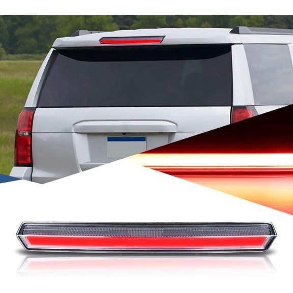 LED 3rd Third Light Compatible with 2015-2020 Chevy Suburban Tahoe 3500HD, Rear Center Cab Cargo Lamp High Mount Stop light, Chrome Housing