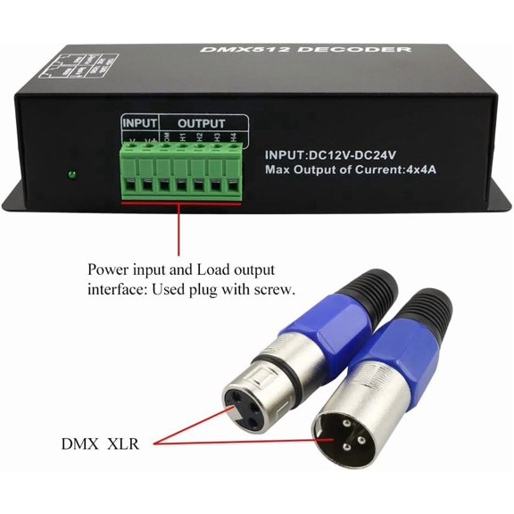 LED 4Channel DMX Decoder Controller with Digital Display DC5V-24V 4X4A DMX512 led Controller for RGB Tape Strip Light Decoder Dimmer