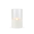 thumbnail image 1 of LED 5"D X 8"H Hand-Poured Wax Candle In Frosted Glass. Next Gen LED Flame Patented Technology w/ Adjustable Brightness Control. 2 C Batteries (Not Included). Multi Timer Function, 4, 6 & 8 hour., 1 of 3