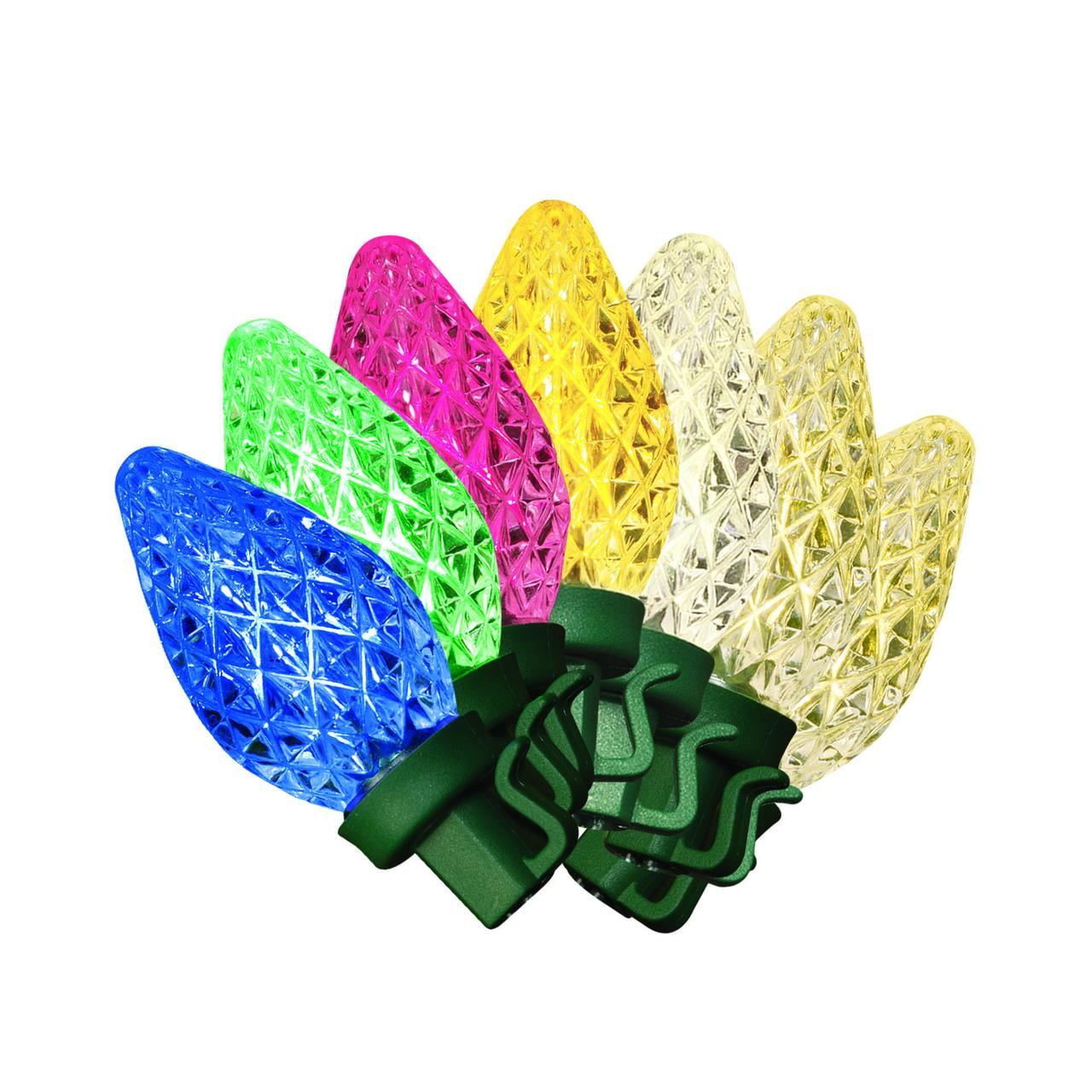 Indoor/Outdoor 50-Count LED 8-Function Color-Sync C7 Christmas String Lights, Multicolor to Warm White, 21', by Holiday Time