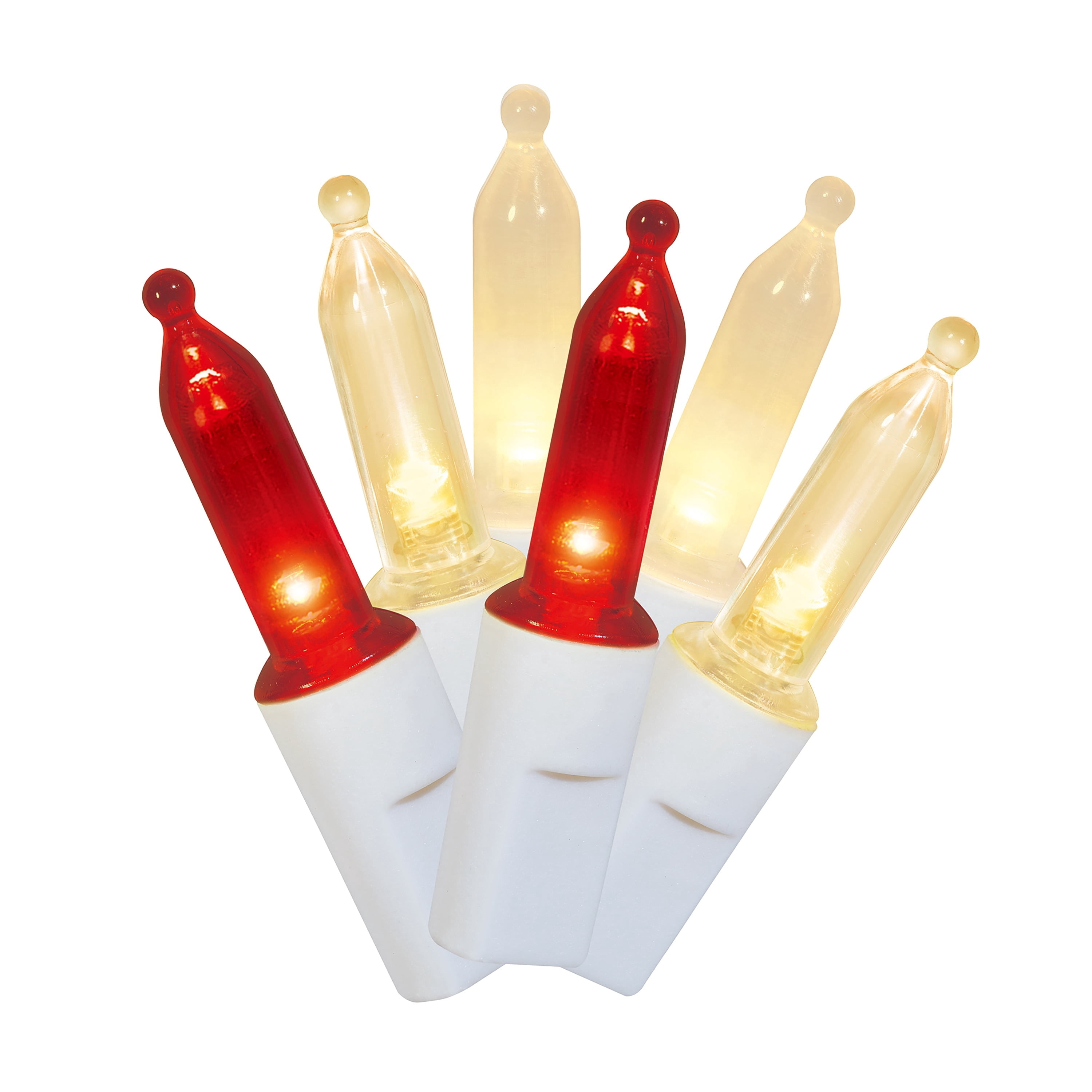 Indoor/Outdoor 50-Count LED Mini Christmas String Lights, Red and Frosted Warm White, White Wire, 9.5', by Holiday Time