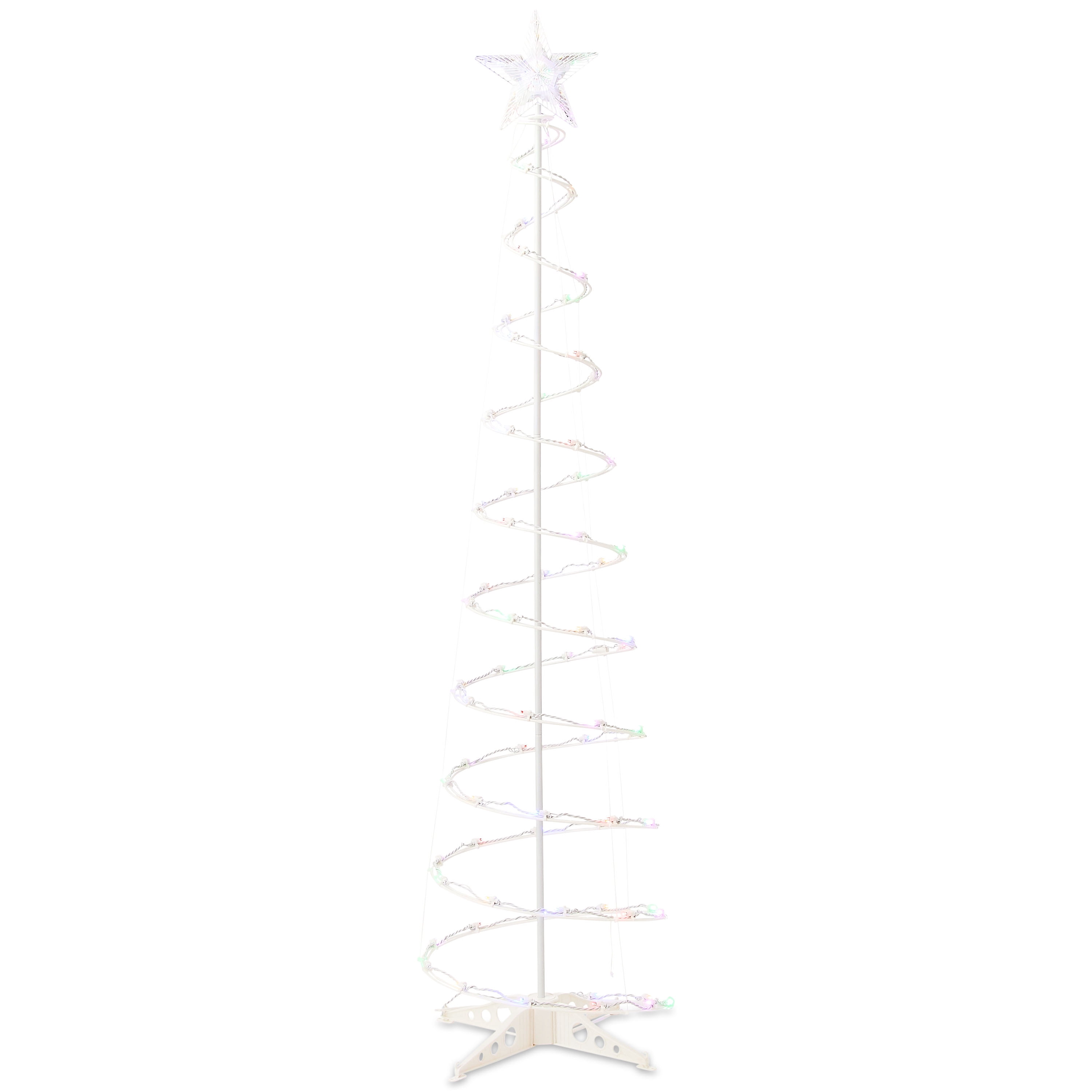 Indoor/Outdoor Light-Up Spiral Christmas Tree Decoration with 80 LED Lights, Multicolor, 6', by Holiday Time