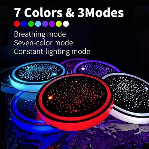 LED 7 Color Glow Cup Coaster, Rechargeable USB Light-Up Drink Mat, Portable Ambient Light for Car, Truck, SUV, Table, Desk, Gaming, Party Gift for Teens & Adults