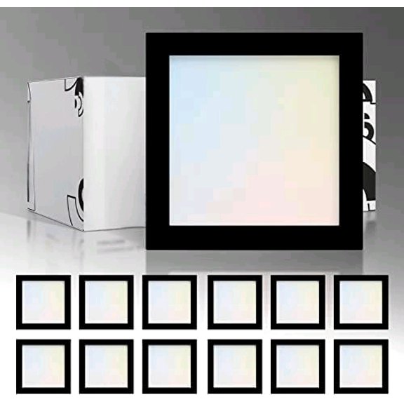 LED 9 Inch Square Flush Mount Ceiling Light Fixture | 18W 1270LM 3000-5000K 120V | 3CCT, Dimmable, Ultra Slim, ETL Listed | Thin Flat Panel Lamp, Bedroom Low Profile Lighting | Black, 12 Pack