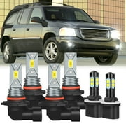 LED 9005 9006 880 Headlight Fog Lights White 6000K 6*Bulbs For GMC Envoy 2002-2009