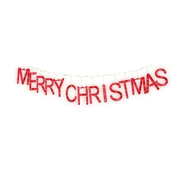 Indoor/Outdoor Light-Up Merry Christmas Banner with 115 LED Lights, Red, 9', by Holiday Time