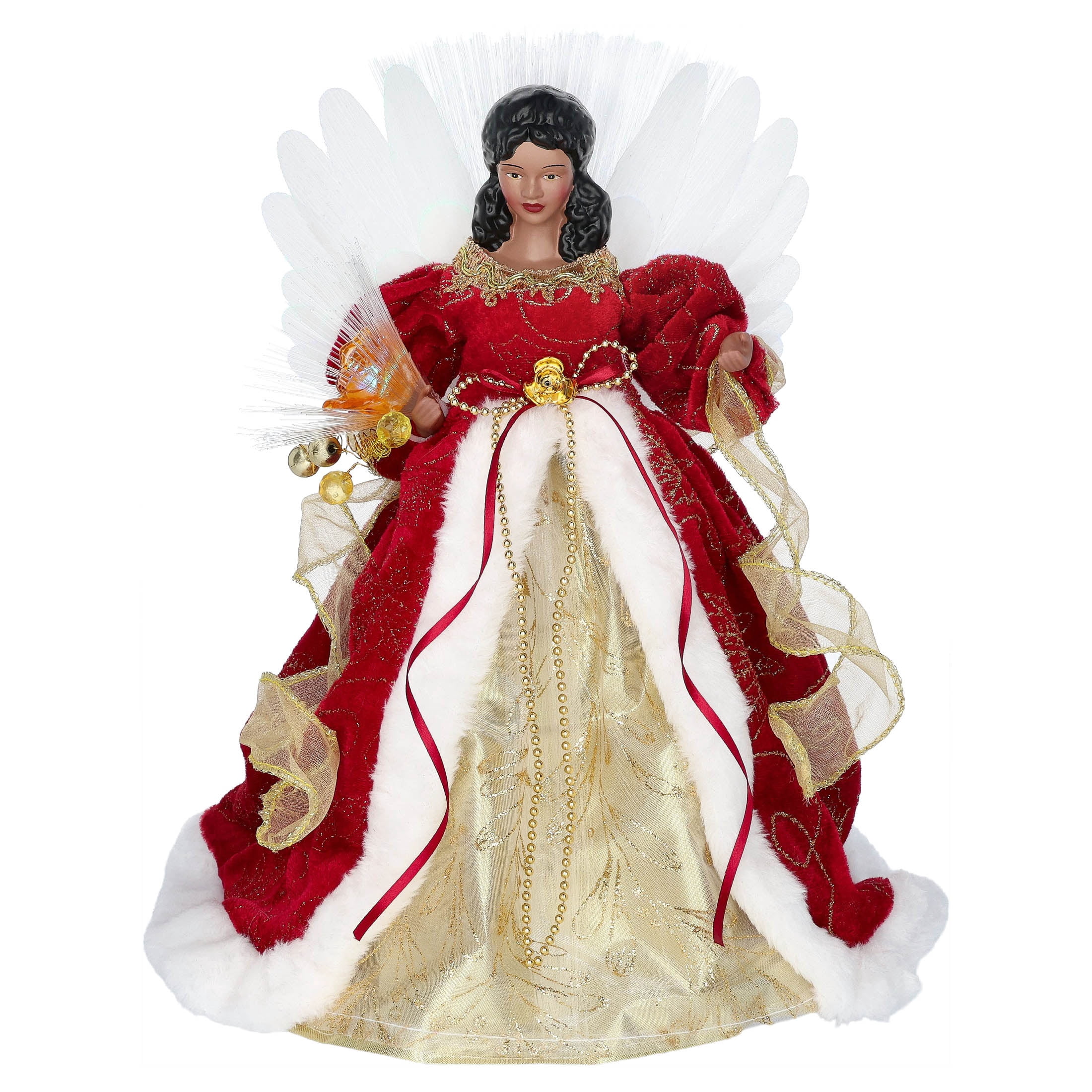 LED Fiber Optic Angel Christmas Tree Topper, Red, 12", by Holiday Time