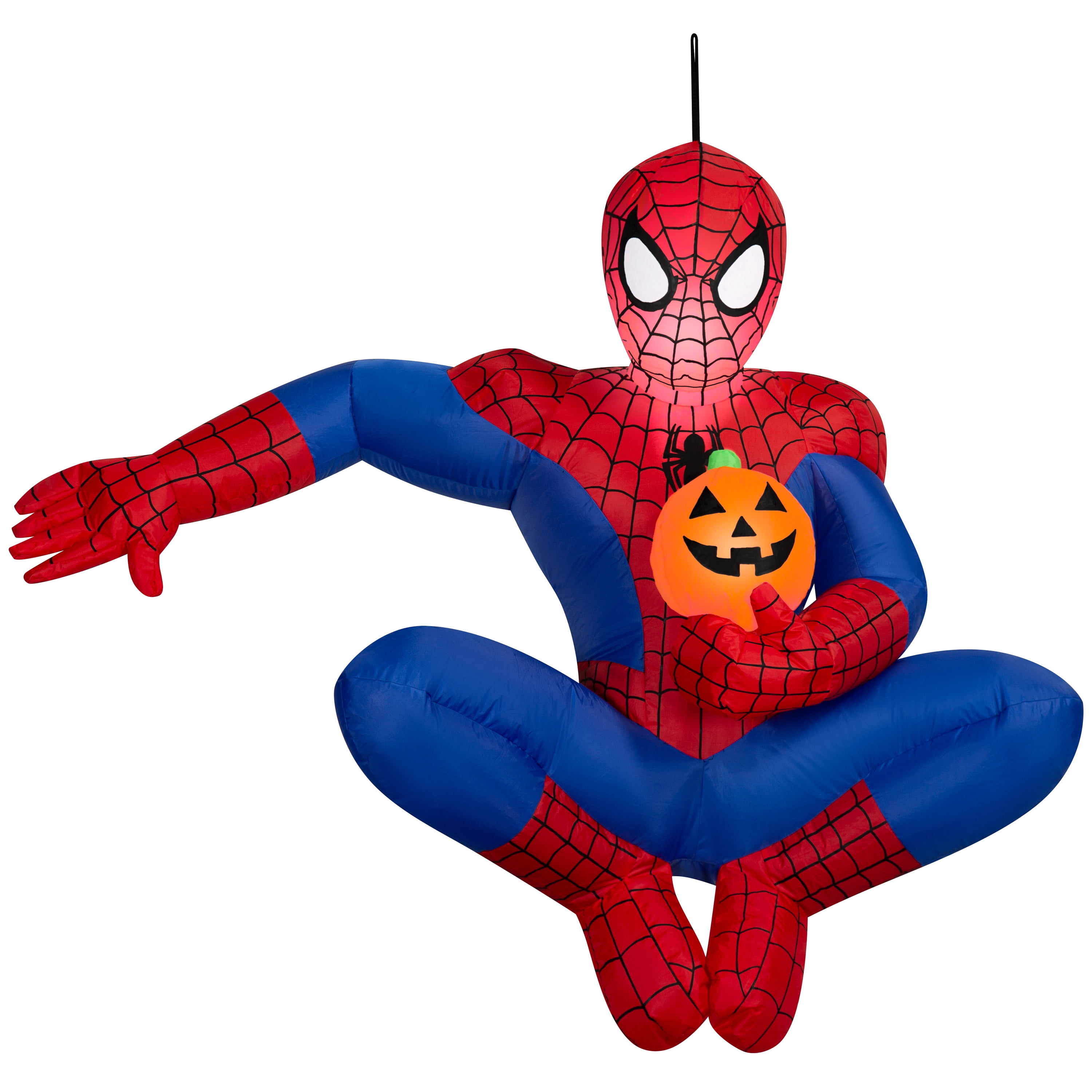 Airblown Halloween Yard Inflatable Light Hanging Spiderman with Pumpkin Marvel, 4.5 ft