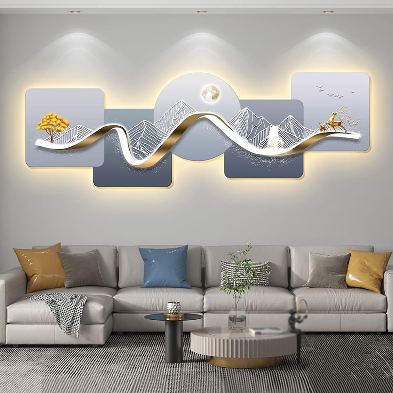 LED Abstract Wall Art, 3D Art Wall Decor for Living Room, Power Supply