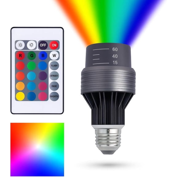 LED Adjustable Beam Angle Spotlight Bulb, Color Changing PAR16/PAR20, Remote Control, 190 Lumens, 120V, 4 Modes with Strobe/Flash Colored Wall Wash Up Lighting