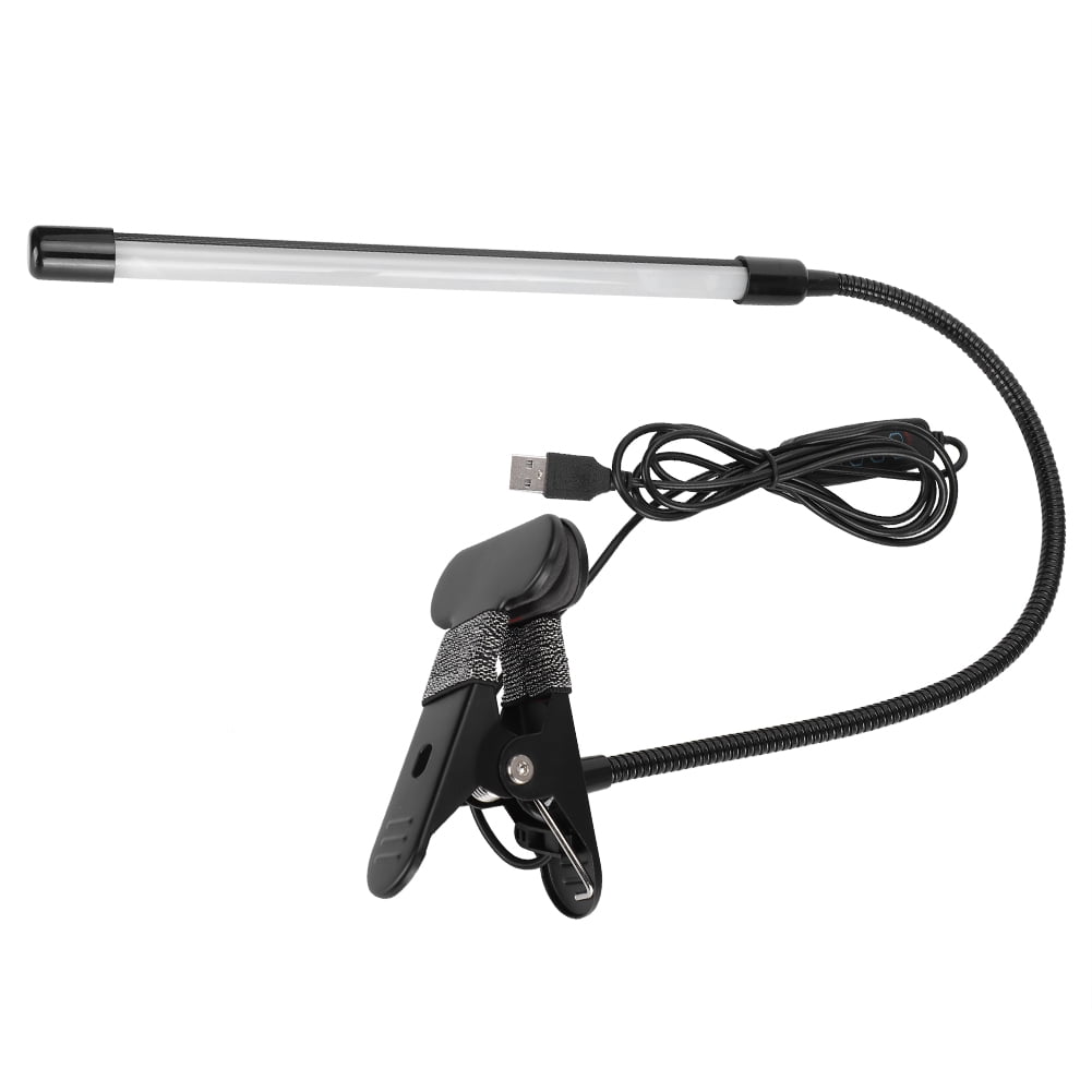 LED Adjustable Clip Reading Light Cold Warm Brightness Light Black