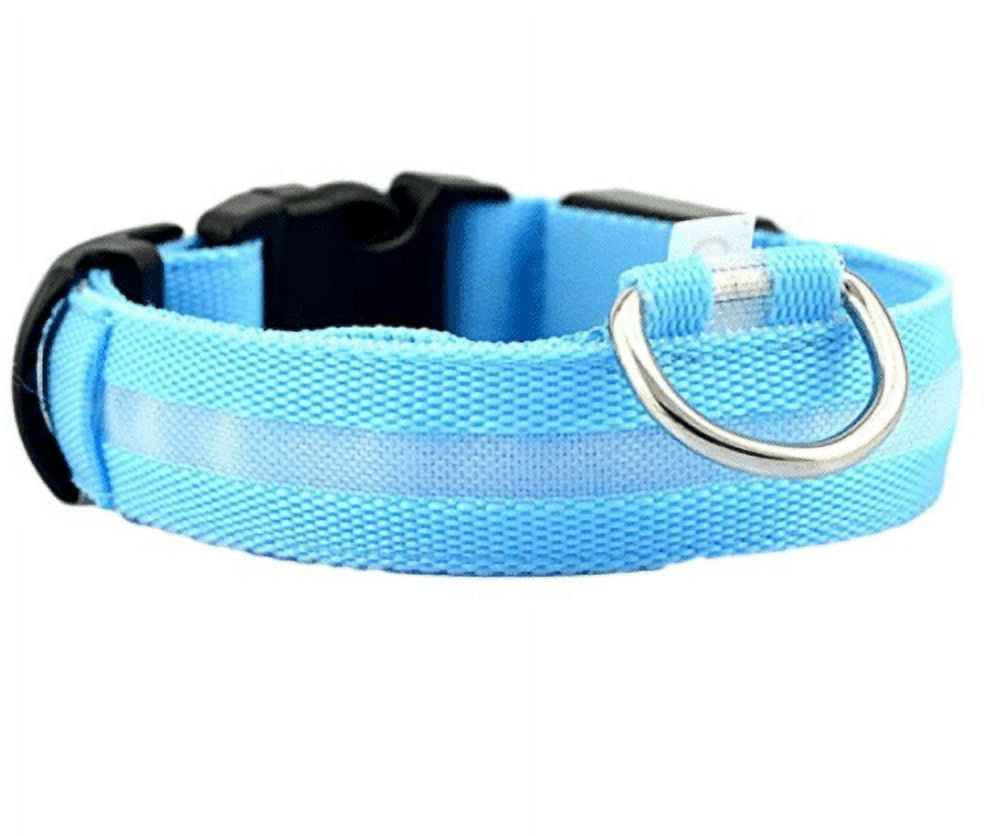 LED Adjustable Dog Collar Blinking Flashing Light Up Glow Pets Safety waterproof
