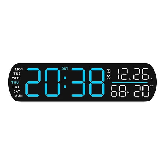 LED Alarm Clock TEMP Humidity Date Week Display Dual Alarm Timer Countdown DST Snooze Auto Dimming 12/24H Digital Table Clock