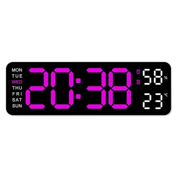 LED Alarm Clock with Temperature and Humidity, Large Display Digital Clock with Countdown Timer and Jump Seconds, Silent Wall Desk Clock for Bedroom, Living Room, and Home Office