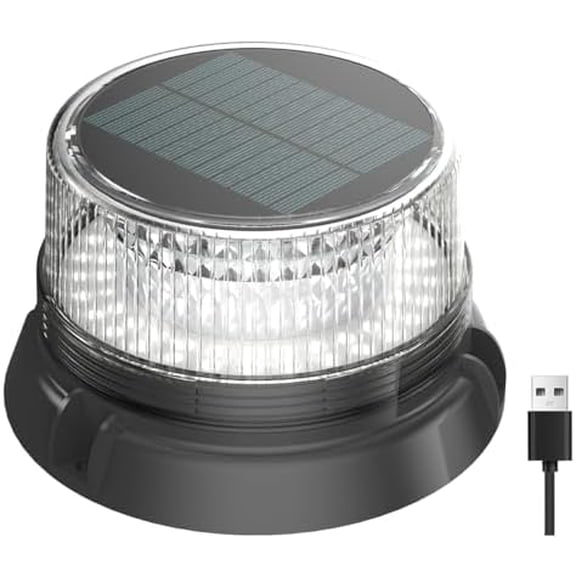 LED Anchor Light for Boat Yacht, Solar Navigation Lamp, Marina Dock Barge Safety Beacon Lights, Strobe Warning Light, Magnetic & Suction Mount, Auto On/Off, for Boats Factory Dock, White$$Watercraft