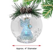 LED Angel Christmas Lighted Ornament Holding Heart - Color Changing - 4 Hour Timer - 4" Diameter
