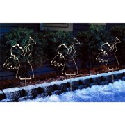 LED Angel Pathway Decor - Warm White - 26.3 in. - Set of 3 - Sturdy Metal Design