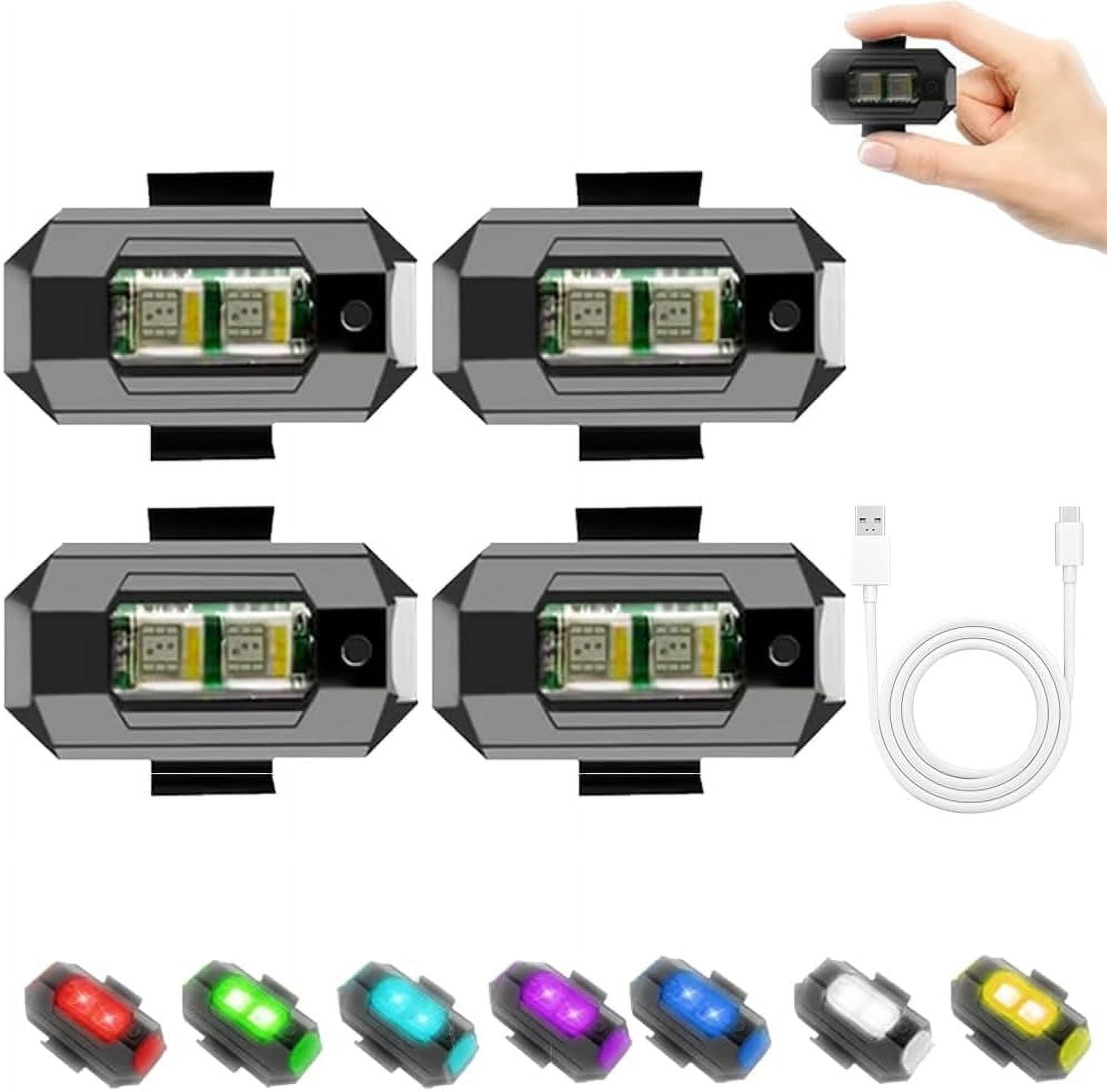 LED Anti-Collision Lights, LED Lights for Car or Interior, Under Glow Wireless Strobe Glow for Mini Bike Accessories, Rechargeable High Brightness Rock Car Motorcycle Tail Glow(4PCS)