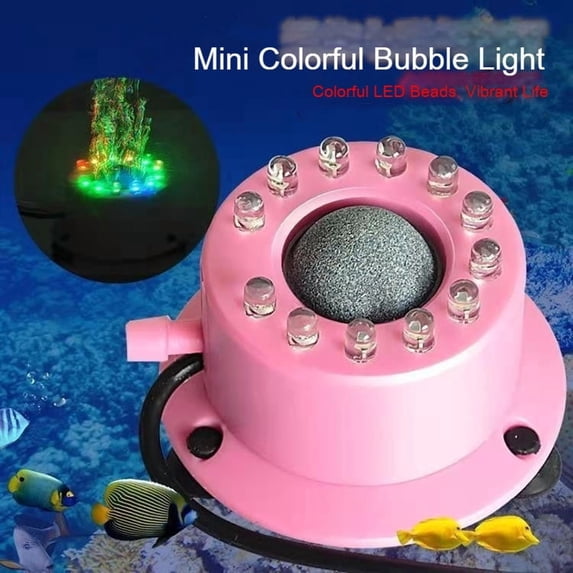 LED Aquarium Bubble Light, Colorful Mini Underwater Light with 12 LEDs, 65mm Air Stone Light for Fish Tank Decor (Model: DB-01, 110-240V)