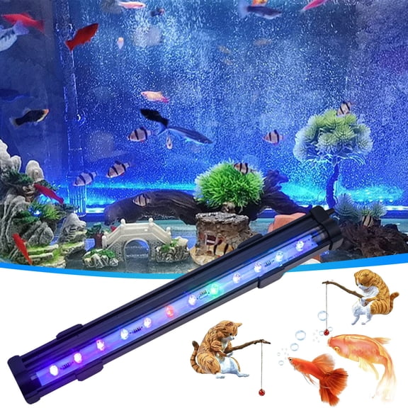 LED Aquarium Light 21.5" - Colorful Submersible Fish Tank Lights, Adjustable Brightness 21 LEDs for Aquariums Reptile Cages Rockeries, Enhance Tank Decorations Underwater Scenes for Home Office
