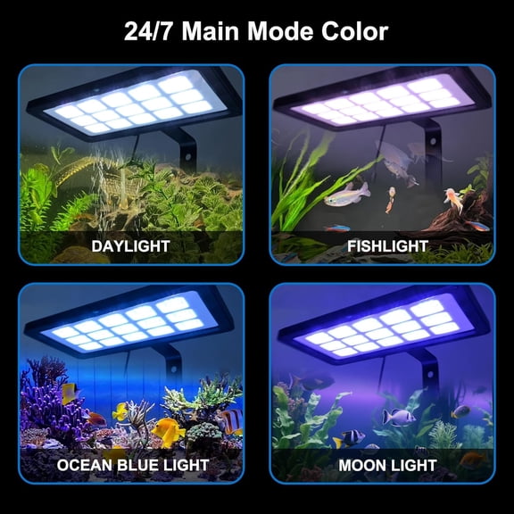 LED Aquarium Light,Fish Tank Light,Clip On Aquarium Light for Plants, Clip On Fish Tank Light with Timer for 12-29 Inch Aquarium Plant Light,Full 38W RGBW Aquarium Lights
