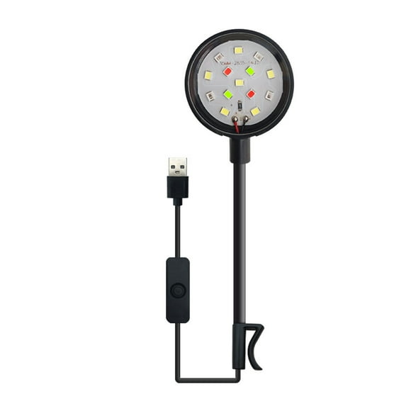 LED Aquarium Light Full Spectrum, 3 Colors Fish Tank Clip on Light, Aquarium Zoom Lights for Plants, Fish and Turtle Tank, Reptile Heat Light, Colorful Fish Tank Highlight Submersible Spotlights Black