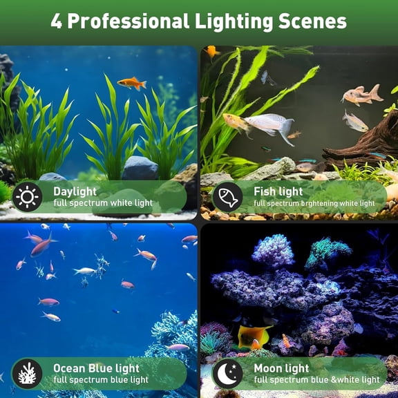 LED Aquarium Light for Plant, Mode Clip On Aquarium Light with Timer for 12-29 inch Freshwater Fish Planted Tank,Adjustable Brightness 8 Colors 38W Full  RGBW Fish Tank Light
