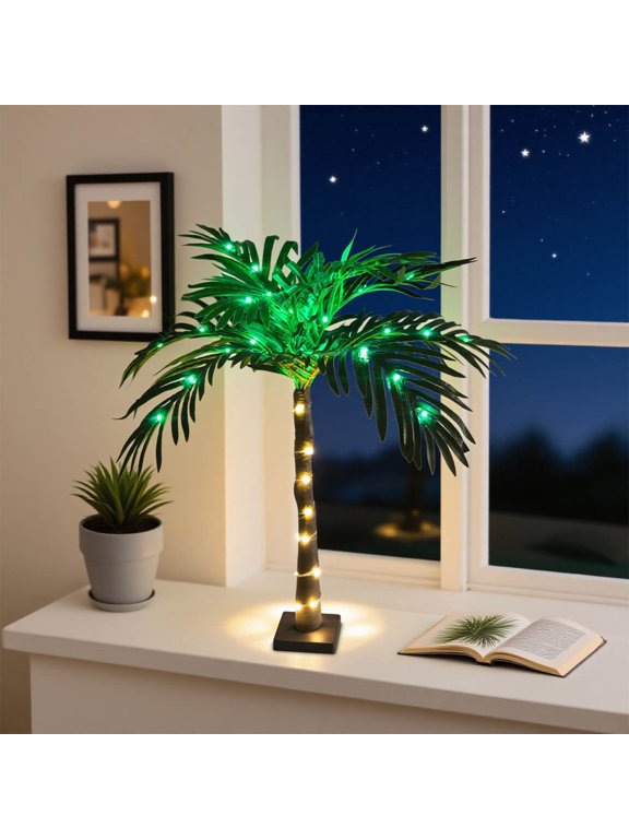 LED Artificial Palm Tree Lamp, Usupdd Realistic Tropical Tree with Energy-Efficient LEDs, Easy Setup Room Decor for Christmas Party