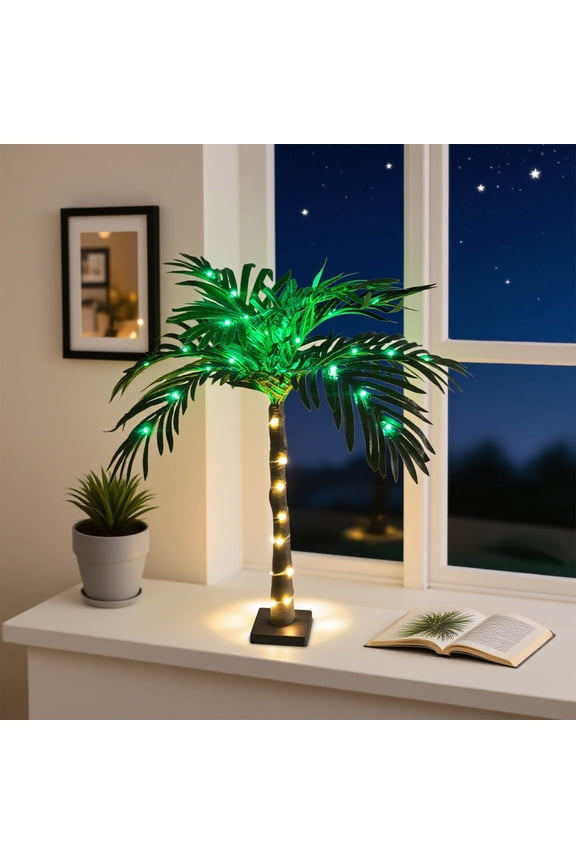 LED Artificial Palm Tree Lamp, Usupdd Realistic Tropical Tree with Energy-Efficient LEDs, Easy Setup Room Decor for Christmas Party
