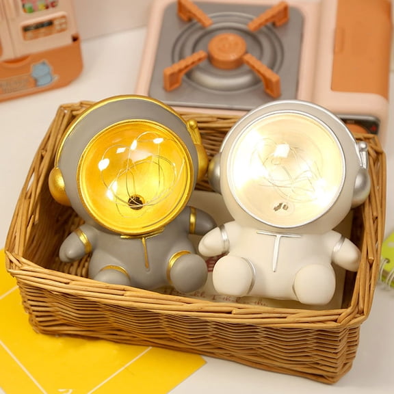 LED Astronaut Piggy Bank with Built-In Lights - Hanging & Tabletop Decor for Kids, Space-Themed Room Decor, Party Decoration - Includes 3 AG13 Batteries (8.5x10x11cm)