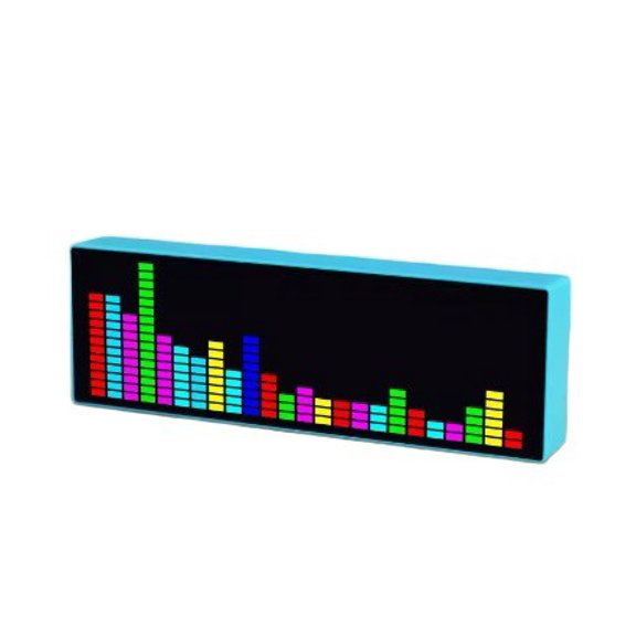 LED Audio For Spectrum Indicator With 384 Lights, Voice-Activated And Audio Cable Mode, Desktop Electronic Clock With 12/24-Hour Display, ABS Housing, 21.8 Cm(Blue)