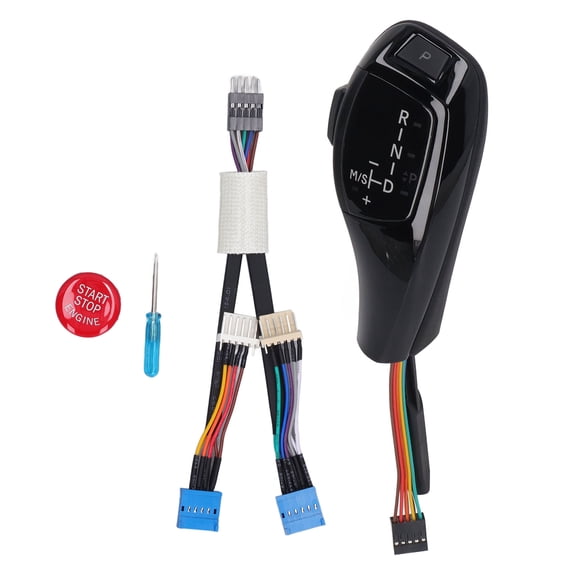 LED Automatic Gear Shift Knob Left Drive Side Red Button Smooth Replacement for X3 E83 20042010 Glossy Black