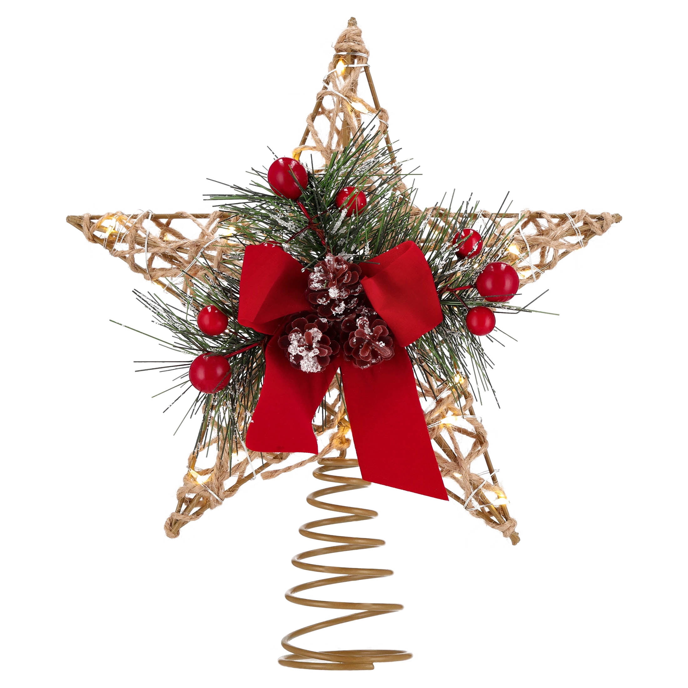 LED Star Christmas Tree Topper, Red and Brown, 10", by Holiday Time