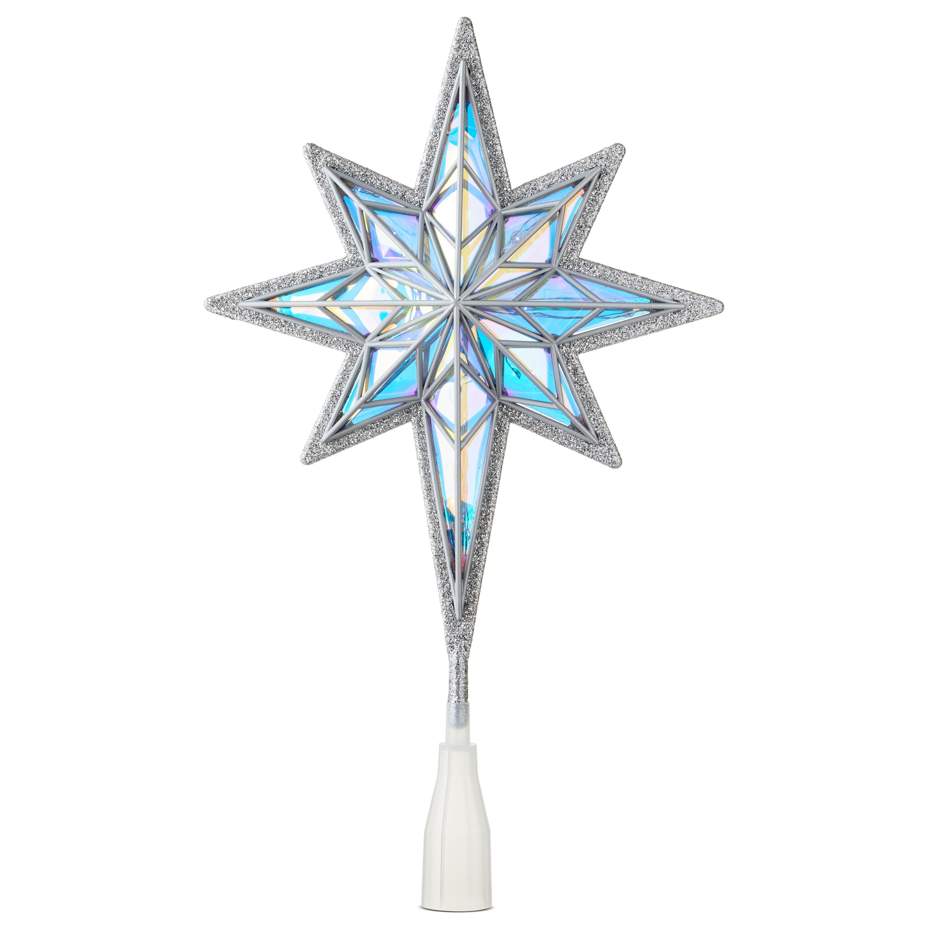 LED Star Christmas Tree Topper, Silver and Iridescent, 15", by Holiday Time