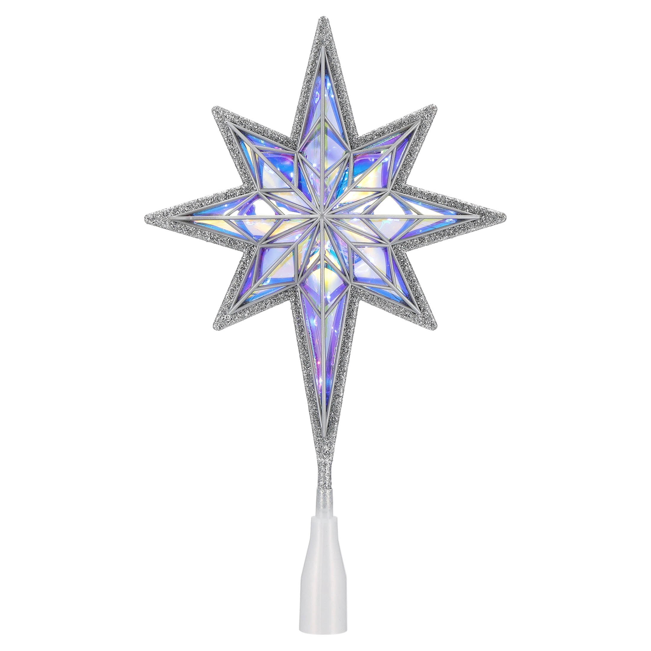 LED Star Christmas Tree Topper, Silver and Iridescent, 15", by Holiday Time