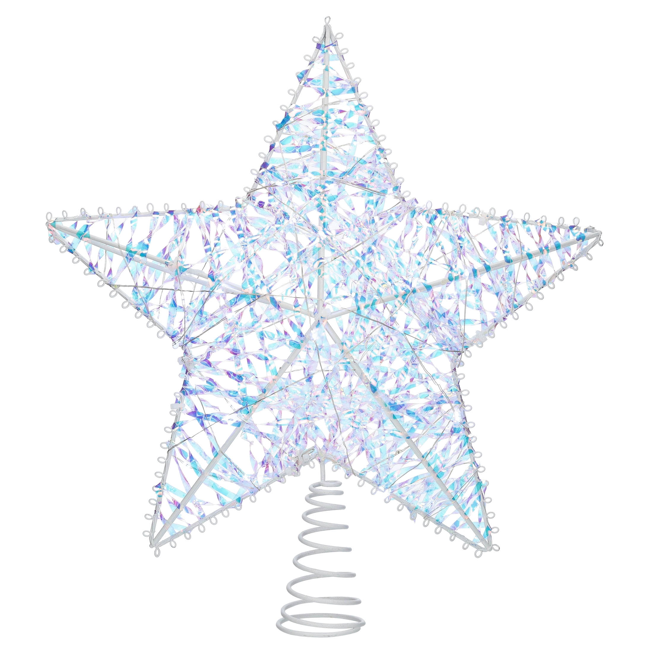 LED Prismatic Tinsel Christmas Tree Topper, Iridescent, 15", by Holiday Time