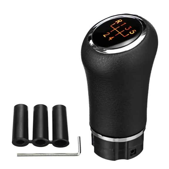 LED Backlit PU Leather Gear Shift Knob for VW Golf 6/7, Passat B5-B8, Jetta MK6 – 5-Speed Manual Shifter Lever