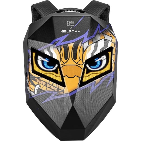 LED Backpack, Hard Case Motorcycle Bag, Scooter eBike Backpack Cyber Style Gift, Tiger Dongdong, 19inch