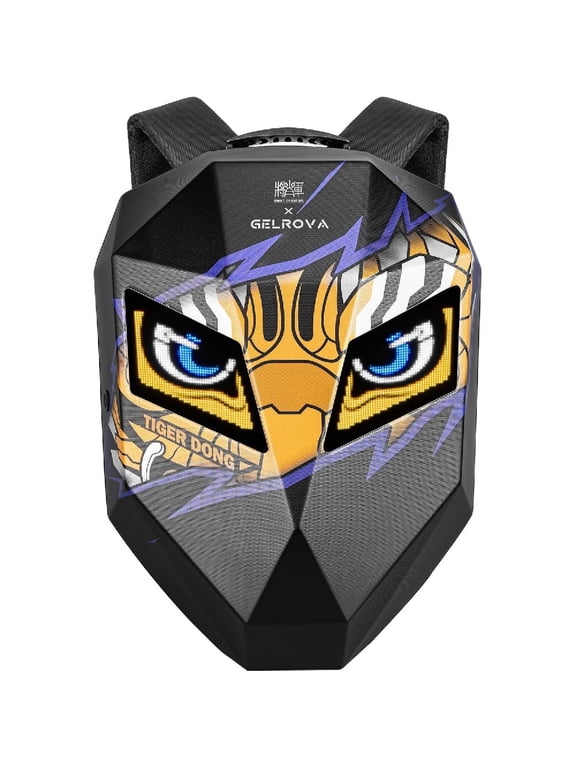 LED Backpack, Hard Case Motorcycle Bag, Scooter eBike Backpack Cyber Style Gift, Tiger Dongdong, 19inch