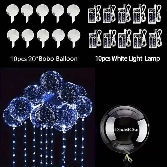 LED Ballons, 10 Pcs 20 inch Clear Light up Balloons with Colorful String Lights Included Batteries for Parties Birthday Wedding Decoration