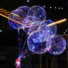 LED Balloons 10 Pack, Light Up Balloons 24 Inches Clear Bobo Balloon, Glow Bubble Balloons with String Lights for Valentines Day Wedding Birthday Party Decoration