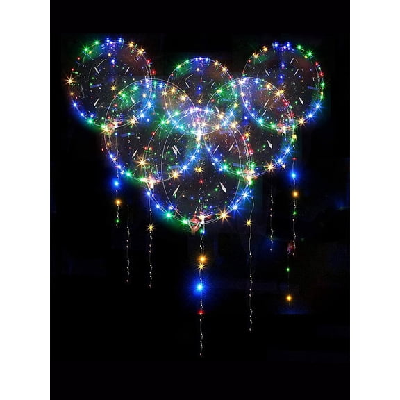 LED Balloons,10 Pack Light Up Balloons 24 Inches Transparent Helium Glow Bobo Bubble Balloons with String Lights for Valentines Day Halloween Christmas Wedding Birthday Party Decoration