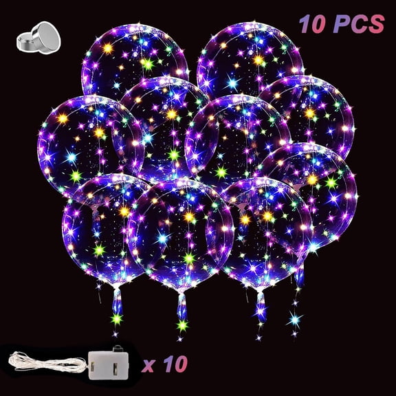LED Balloons 30 Pack, 20 inch Glow Bubble Balloons with String Lights Included Batteries for Halloween Christmas Party Decoration