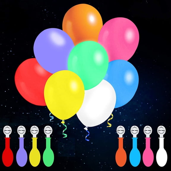 LED Balloons Flashing, 32 Pack, 8 Colors Light Up Balloons, Lasts 12-24 Hours fo