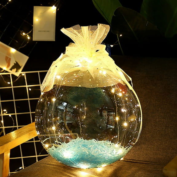 LED Balloons Party Supplies, Clear Balloons with Lights, 15.75" Light up Balloons Helium Bobo Balloon, Glow Bubble Balloons for Valentines Halloween Christmas Wedding Birthday Masquerade Party Decor