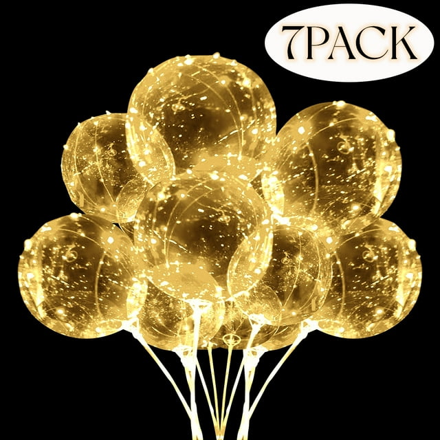 20 Inch LED LightUp Balloons with Sticks, Clear Bobo Balloons, Party