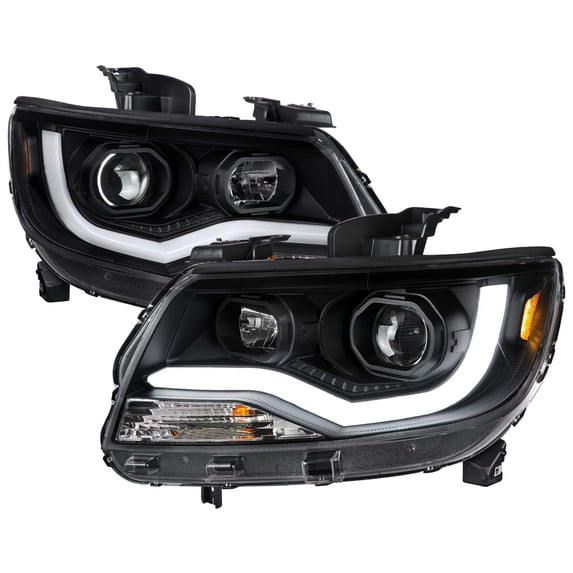 LED Bar Projector Headlights (Black Housing/Clear Lens) Made for and Compatible with 2015-2021 Chevrolet Colorado